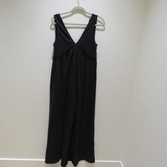 AMERICAN EAGLE Sunchaser Knit V-Neck Jumpsuit Black Wide Leg Lounge XS NWT - Picture 3 of 13